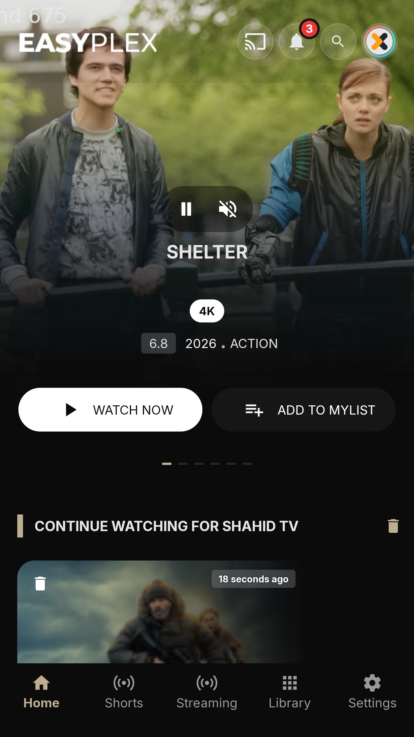 Current EasyPlex 2.4 profile-scoped Android home screen