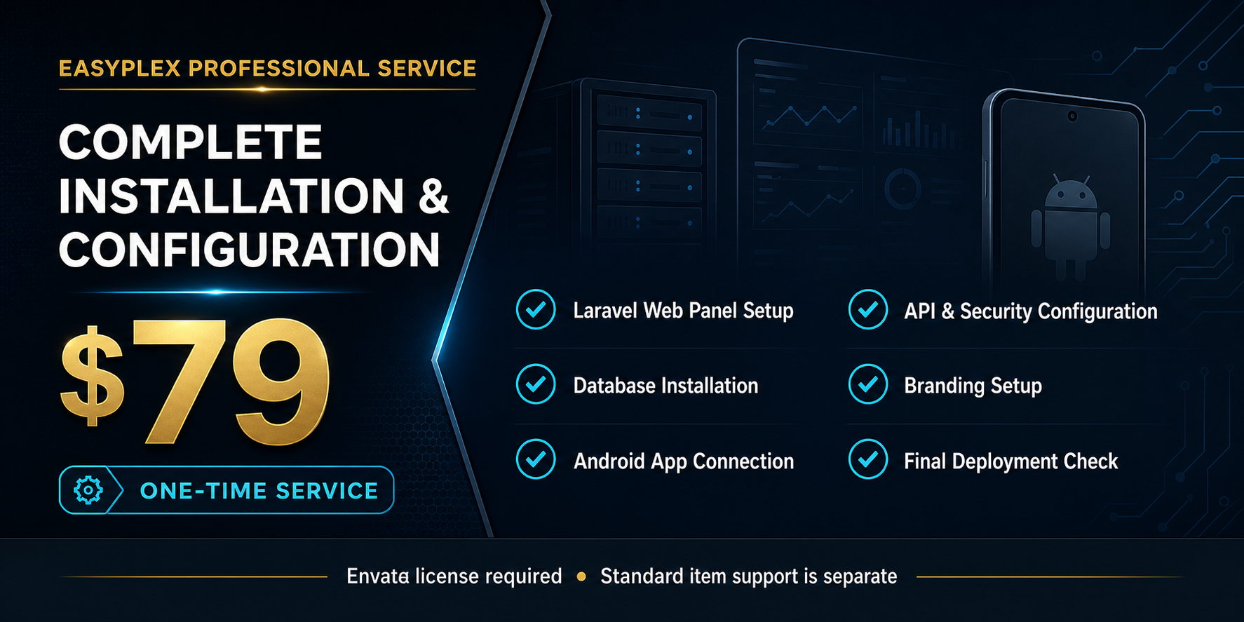 Optional EasyPlex complete installation and configuration service for 79 USD